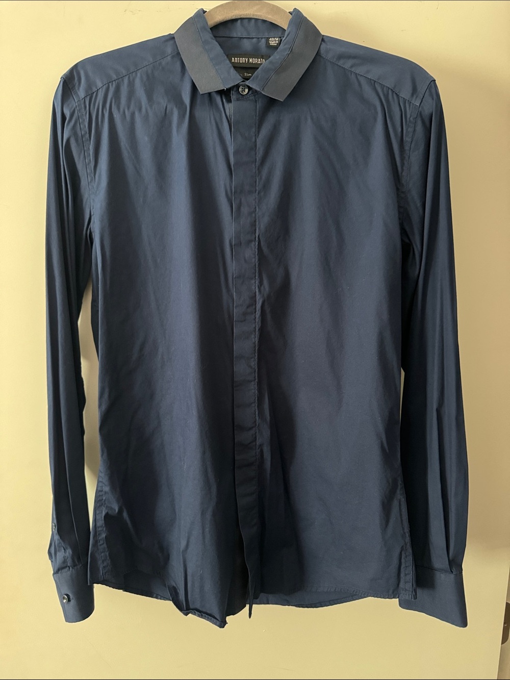 Anthony Morato Men's Dark Blue Long-Sleeve Button-Up Shirt
